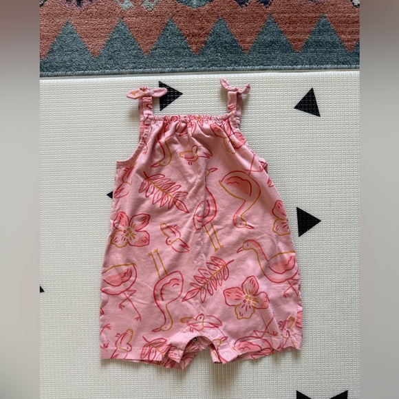 Carter’s|Baby girl Pink Flamingo sleeveless flowy boxy Romper••cotton,18 months - Picture 1 of 4